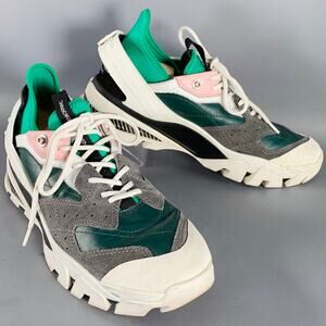 CALVIN KLEIN 205W39NYC 2018 Size 11 Green Grey Pink Color Block Leather Sneakers